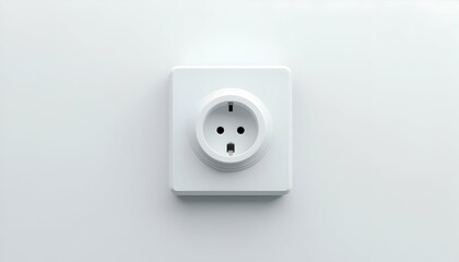Close-up of Wall Socket Electrical Outlet Plug in White
