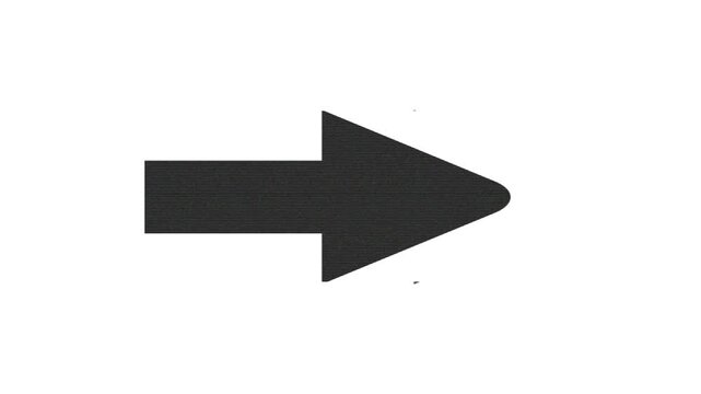Black arrow pointing right on white background   3d&nbsp;render animation, chroma key