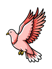 Obraz premium Pink dove in flight cartoon illustration isolated on transparent background