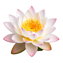 Radiant Water Lily: A pristine water lily, captured in exquisite detail, showcasing delicate petals and a vibrant yellow center, symbolizing purity and beauty.