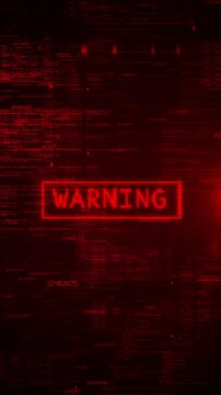 Cyber attack error warning computer protection, safety internet security background privacy in cyberspace. 3D 4K alert sign warning . Network virus infected system had been hacked. Cyber Crime Hacking