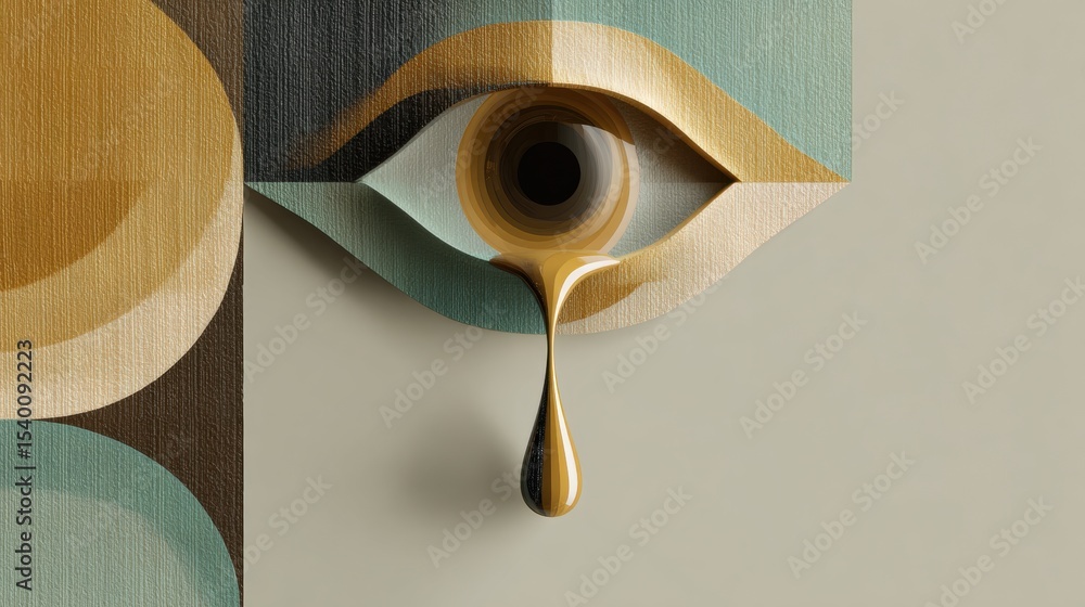 Aufkleber unique clay tear drops from abstract eye shape in muted tones showcasing emotion and artistry in a m