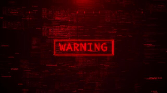Cyber attack and security breach warning alert message Virus code software hack Hacking attack in Progress. Hacked Alert Message protection, cyber safety and internet security. Privacy in cyber space
