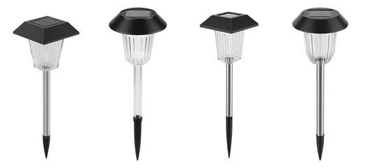 Solar garden lights in modern design with black and transparent features  