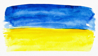 Obraz premium 水彩絵の具で描かれたウクライナ国旗
