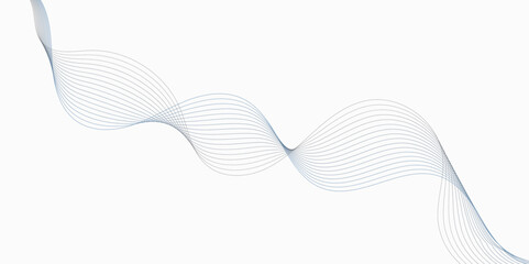 Abstract flowing lines in shades of blue and gray on a white background creating a wave pattern white background.