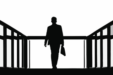 Silhouette of Businessperson Walking Toward Light in Corporate Tunnel