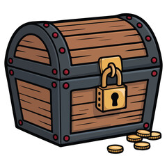 Treasure chest hand drawn vector isolated white background