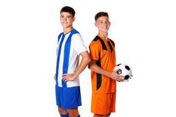 Youth Soccer Players, Teamwork, Friendship, and the Beautiful Game A Dynamic Duo on the Field, Ready to Score, Success, and Victory