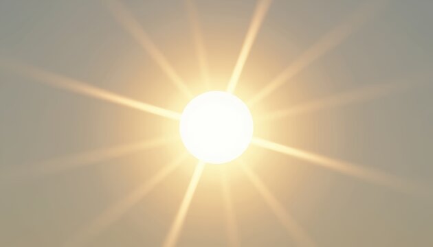 Bright sun shining with rays in clear blue sky  