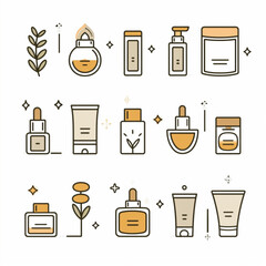A minimal cosmetic icon for online usage - with clean, thin lines, a cohesive icon set, and modern skincare branding.