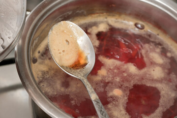 Bubbling concoction simmers on the stove during a cozy evening