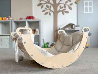 Wooden Rocker for Toddlers in a Playroom