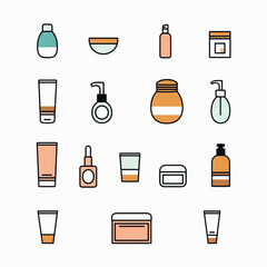 Minimalist cosmetic icon for website - ultra clean, thin lines, cohesive icon set, modern skincare branding