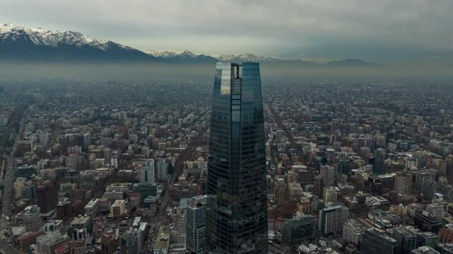Time lapse santiago chile costanera tower cordillera de los andes clouds traffic buildings providencia