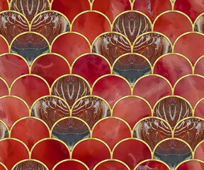 Arcs seamless pattern. Jasper. Inlay. Stained glass window for interior design. Art Deco. Seamless tracery pattern for wallpapers, textile print, t-shirts. Jasper tile pattern. Waves. Oriental pattern