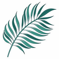 Fototapeta premium Stylish illustration of a green palm leaf, perfect for tropical and summer-themed designs, evoking relaxation and natural beauty.