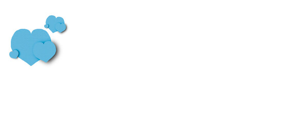 Light blue heart shaped paper on transparent background. Composition of collage with rough texture of paper. Scalloped edges. Love and romance. Lovely halftone color.