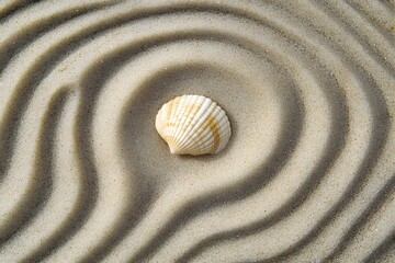 Ripple pattern in sand with small seashell