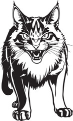 Aggressive cat. Hand drawn vector illustration	