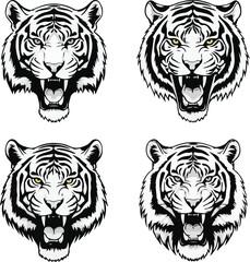 Tiger Roaring Head_Silhouette Vector 2.eps