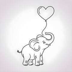 pink elephant with heart