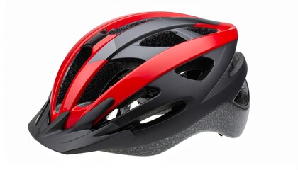 Fototapeta premium red bicycle helmet isolated on white