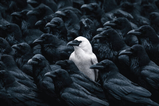 White crow among black crows. - Powered by Adobe