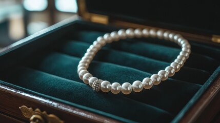 Elegant Pearl Necklace in a Velvet-Lined Box