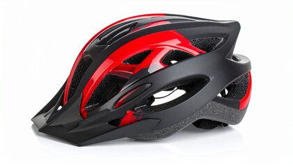 Fototapeta premium red bicycle helmet isolated on white