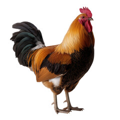 Fototapeta premium Elegant Rooster with Vibrant Plumage on isolated background, generative ai 