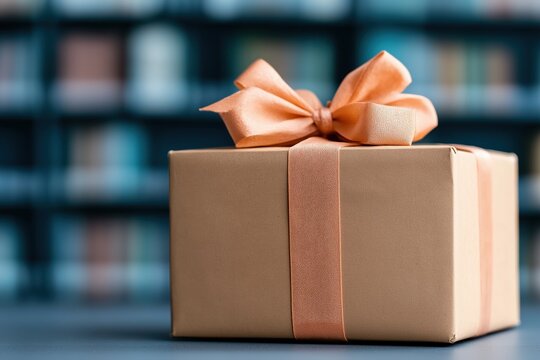 Books in a cardboard box ready for charity donation in a library setting filled with welcoming vibes and endless stories