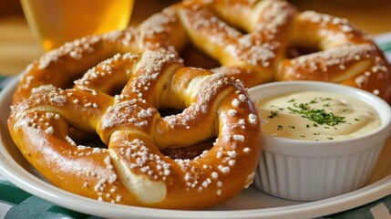 Baked pretzels with dipping sauce