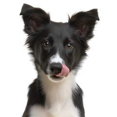 Fototapeta premium Adorable Border Collie Puppy with Tongue Out on isolated background, generative ai