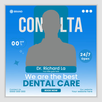 dentist medical post Facebook,instagram and social media marketing vector template	