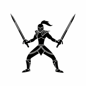 Soldier with 2 sword silhouette 