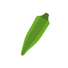 Okra vegetable flat design vector illustration isolated on white background. Okra Vegetable Vector Art for Farm and Market Designs