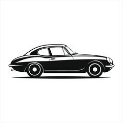Classic Sports Car Silhouette: Vintage Automobile Side View Illustration

