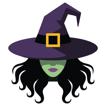 Green skinned witch hat vector isolated white background