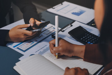 Business Documents, Auditor businesswoman checking searching document legal prepare paperwork or...