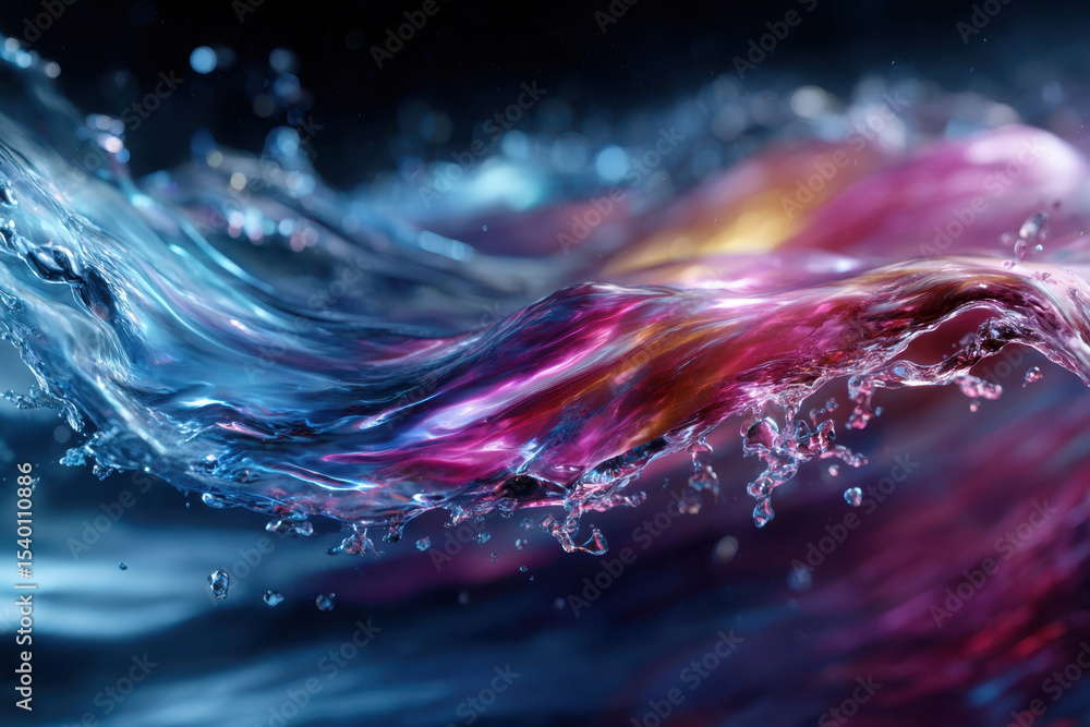 Poster colorful waves of water creating mesmerizing patterns during movement at twilight