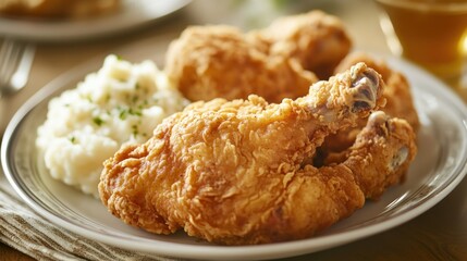 Crispy fried chicken with mashed potatoes (2)