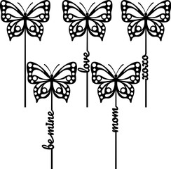 set of vector butterfly toppers