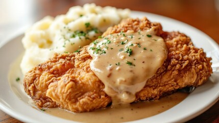 Crispy fried chicken with mashed potatoes (3)
