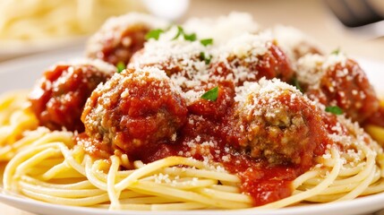 Italian meatballs and spaghetti dish