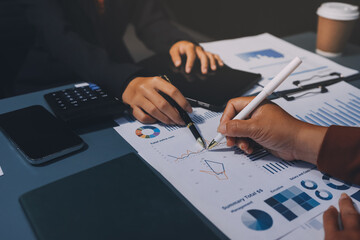 Business Documents, Auditor businesswoman checking searching document legal prepare paperwork or...
