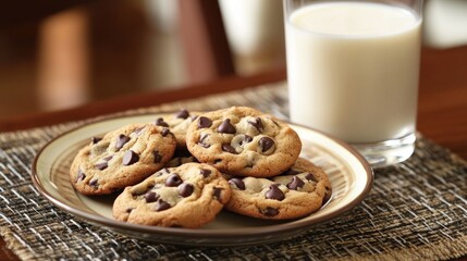 Chocolate chip cookies and milk