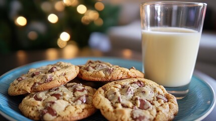 Chocolate chip cookies and eggnog