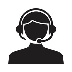 Customer service woman with headset icon vector illustration call center agent with headset silhouette icon