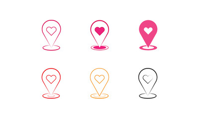 Location Icon Love Illustration. These icons blend minimalism with clarity, ensuring precise visual communication for any location-based functionality.